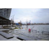 9144_0937 Die Marco Polo Terrassen in der Hafencity stehen unter Wasser. | 